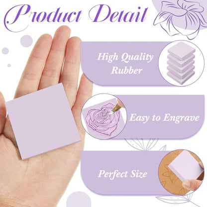 24 Pcs 2" x 2" Rubber Carving Block Printmaking Stamp (24 Count)