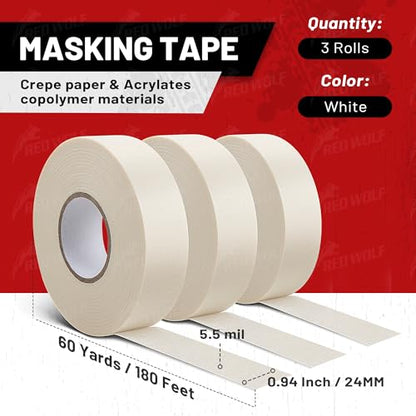 0.94" x 60 Yards Masking Tape 3 Pack (6 Count)