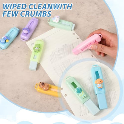 24 Pcs Cute Retractable Eraser for Pencils Cute School Supplies Kawaii Erasers for Kids Fun Cartoon Erasers Back to School Supplies Kid Party Favors Gift