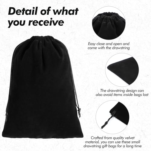 200 Pcs Black Velvet Drawstring Bags (200 Count)