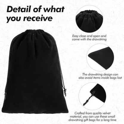 200 Pcs Black Velvet Drawstring Bags (200 Count)