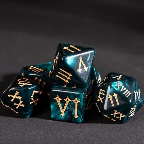 7 Die DND Dice Set Polyhedral Dice Set with a Leather Dice Bag (7 Count)