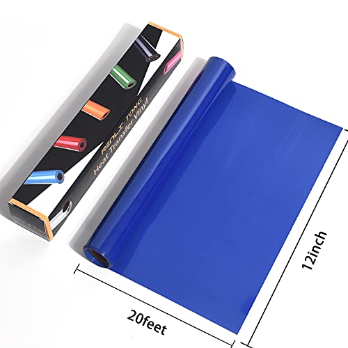 RENLITONG Sapphire Blue Iron on Vinyl 12Inch by 20ft Roll Heat Transfer Vinyl for T