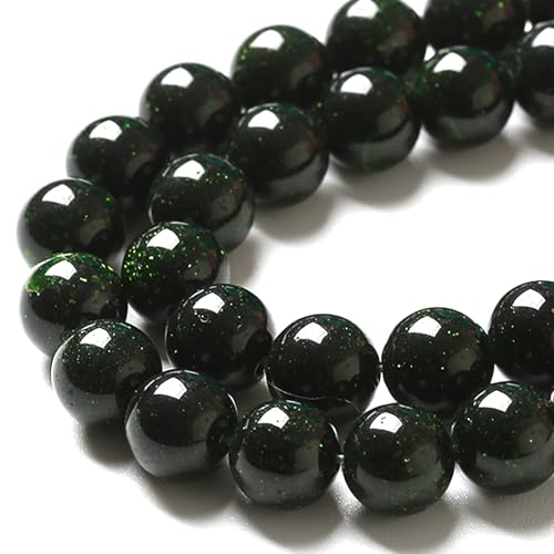 10MM 36pcs Natural Green Sandstone Energy Healing Beads Round Loose Beads for Jewelry Making Bracelet 1 Strands 16"