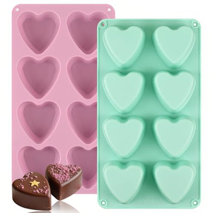 2 Pack 8 Cavity 2.7″ Heart Chocolate Molds Silicone (2 Count)