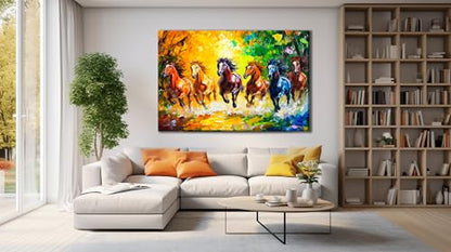 Horse Glass Wall Art Oil Painting for Living Room