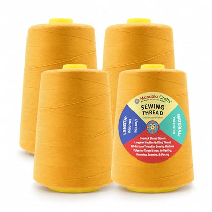 40S 2 Mustard Yellow Polyester 4 Pack of Serger Thread Cones