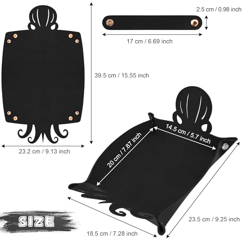 2 Pieces Octopus Dice Rolling Tray PU Leather Dice Mat Folding Scroll (2 Count)