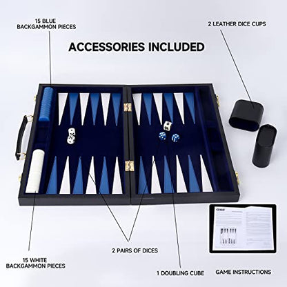 GSE Premium Leather Backgammon Board Game Set