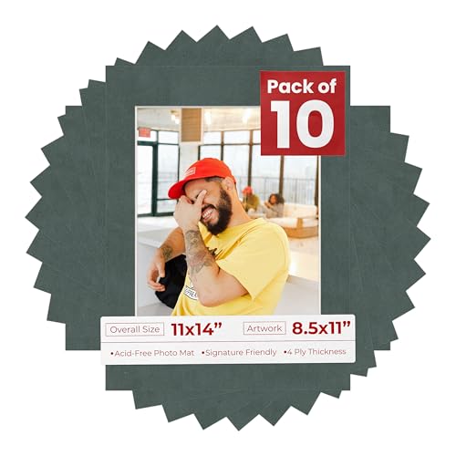 Pack of TEN 11x14 Mats Bevel Cut for 8.5x11 Photos (10 Count)