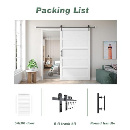 54x80 White Sliding Barn Doors and 9FT Hardware Kit Included