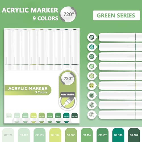 Water Based Acrylic Paint Markers Green (9 Count)