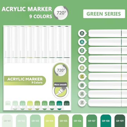Water Based Acrylic Paint Markers Green (9 Count)