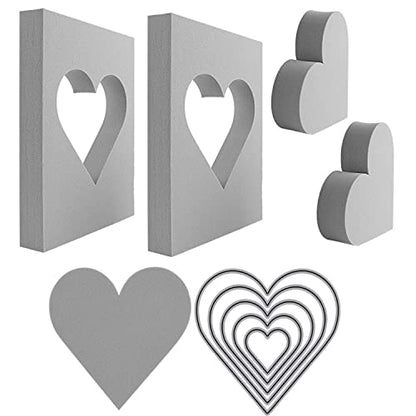 9 Pcs Heart Cut Stamping Foam Grey Moldable Foam Stamps Plastic Dry Foam Stamp Pad Cut and Dry Foam Stamping Foam Block for Sculpture