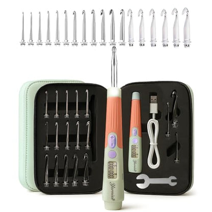 18 Size Light Up Counting Crochet Hooks Set with Case 2.0mm (18 Count)