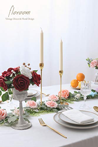 Artificial Flowers 50pcs Real Looking Blush Foam Fake Roses with Stems for DIY Wedding Bouquets Pink Bridal Shower Centerpieces Floral Arrangements Party Tables Home Decorations (50 Count)
