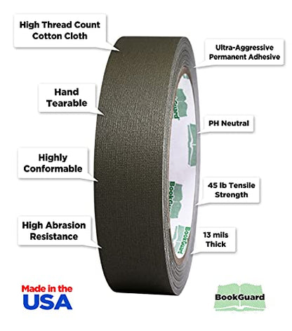 1 Inch Olive Book Repair Cloth Tape 15 Yard Roll
