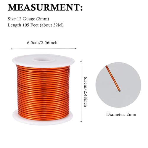 12 Gauge Orange Aluminum Craft Wire (105 Foot)