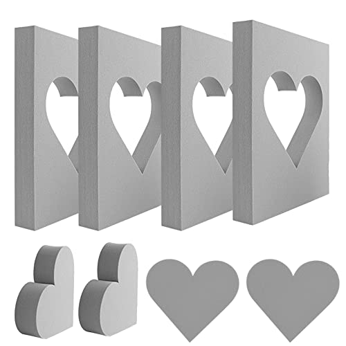 4 Pcs Heart Cut Stamping Foam Grey Moldable Foam Stamps Plastic Dry Foam Stamp Pad Cut and Dry Foam Stamping Foam Block for Sculpture (4 Count)
