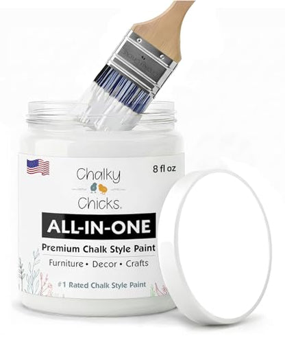 Powdered Snow 8 Fl Oz Chalk Paint for Furniture All in One