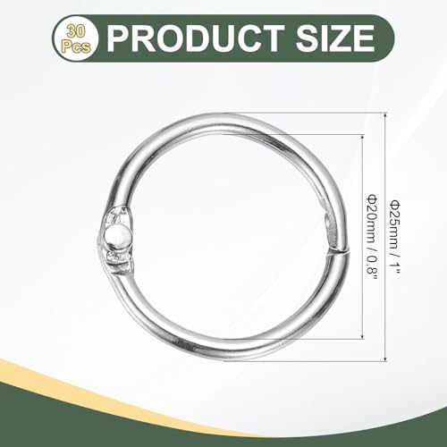 0.8" x 1" Loose Leaf Binder Rings (30 Count)