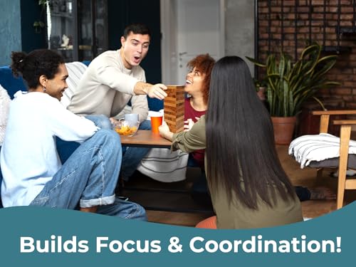Wooden Tumbling Tower Family Game for Senior and Adult and Classic Stacking Party Block for Challenging Your Skills Wood Stack Towers Wooden Board Seniors Games for Adults