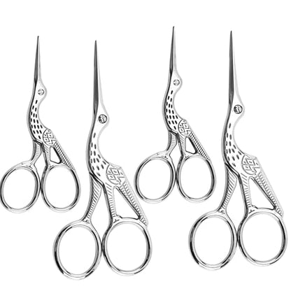 4PCS Vintage Stork Shape Sewing Scissors Stainless Steel Scissors (2 Count)