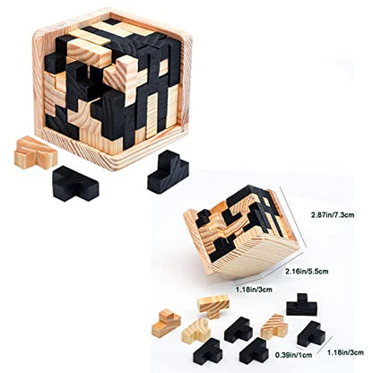 12 pcs Wooden Brain Teaser Puzzle and Metal 3D Unlock Interlocking Jigsaw Educational Toy for Kids and Adults Brain Games Durable Easy to Assemble Birthday Gifts Educational Toys
