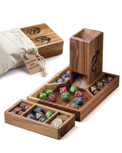 Wooden Magnetic Dice Tower with Tray