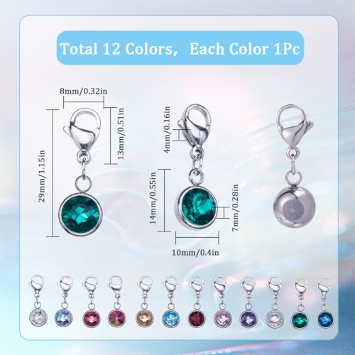 1 Box 12pcs Knitting Stitch Markers Knitting Crochet Markers Rhinestone Crystal Brirthstone Charms Crochet for Weaving Sewing Needleworks DIY Craft Gift Supplies (12 Count)