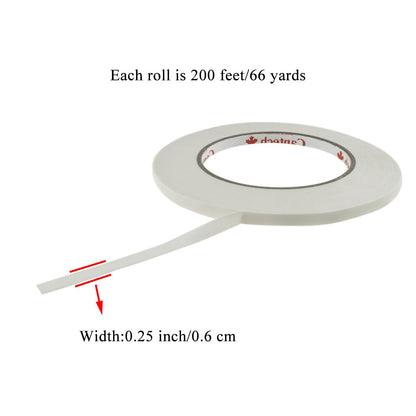 HAHIYO White 0.25Inch Wide Floral Tape, Waterproof Florist Tape Flower Wrap Adhesive Waterproof Decorative Tape for Bouquet Stem Wrapping Flower Arranging and Floral Craft, 2Rolls 200Feet/66Yard Total