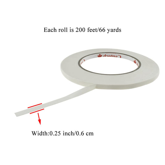 HAHIYO White 0.25Inch Wide Floral Tape, Waterproof Florist Tape Flower Wrap Adhesive Waterproof Decorative Tape for Bouquet Stem Wrapping Flower Arranging and Floral Craft, 2Rolls 200Feet/66Yard Total