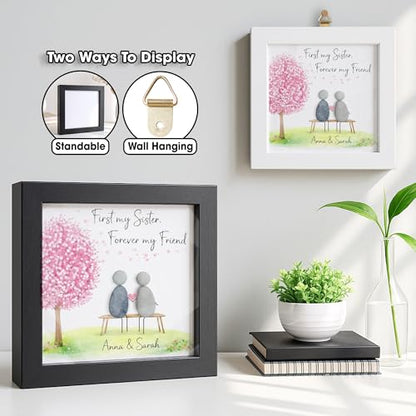 Personalized Sisters Pebble Art Frame