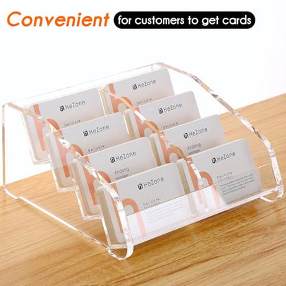 Business Card Holder for Desk Clear Acrylic Cards Stand Rack Multiple 8 slots 4 Tier