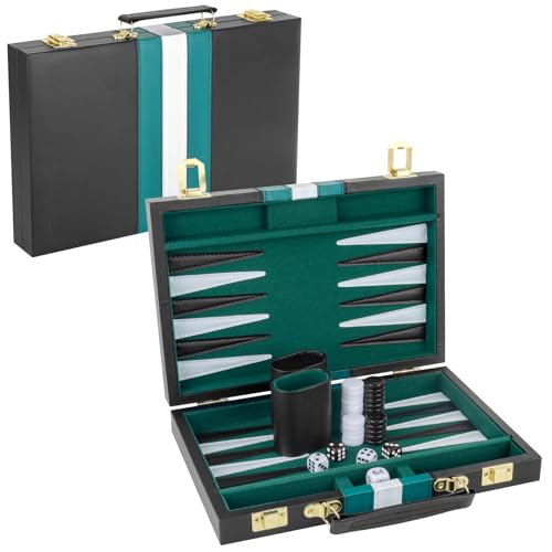 Backgammon Set 2 Players Classic Backgammon Sets for Adults Board Game with Black PU Leather Case Portable and Travel Backgammon Set