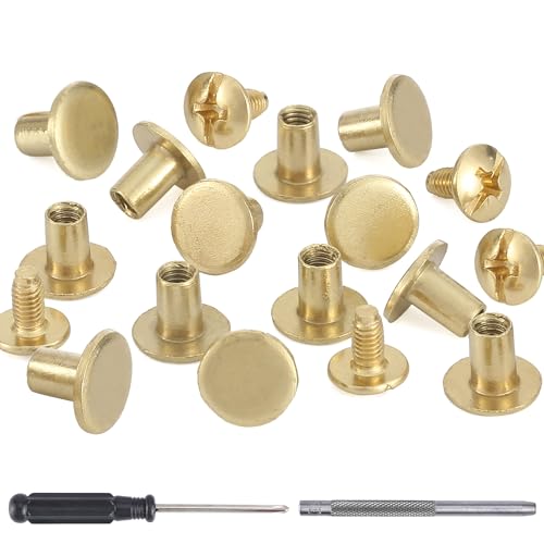 150 Sets 8MM Chicago Screws Leather Rivets for Fabric Chicago Binding Screws Buttons Metal Studs Rivets for Decorate and Repair Belts Bags Shoes Purse Dog Collar Leather Craft