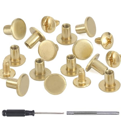 150 Sets 8MM Chicago Screws Leather Rivets for Fabric Chicago Binding Screws Buttons Metal Studs Rivets for Decorate and Repair Belts Bags Shoes Purse Dog Collar Leather Craft