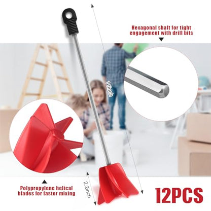 11" 12 Pcs Paint Stirrer for Drill (12 Count)