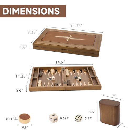 GSE Premium Wooden Magnetic Inlay Backgammon Board Set