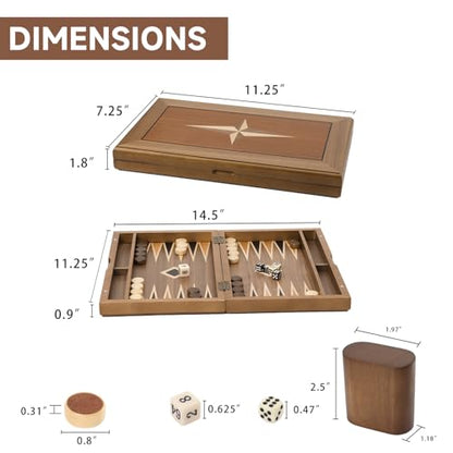 GSE Premium Wooden Magnetic Inlay Backgammon Board Set