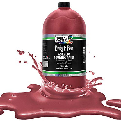 Pouring Masters Strawberry Red Metallic Pearl Ready to Pour Acrylic Pouring Paint (64 Fl Oz)