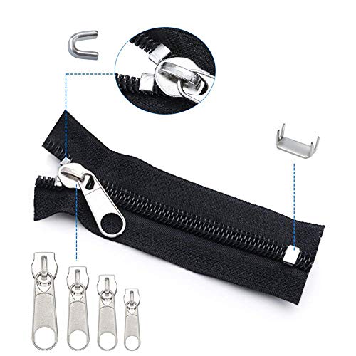 169Pcs Zipper Repair Kit Zipper Replacement Zipper Pull Rescue Kit with Zipper Install Pliers Tool and Zipper Extension Pulls for Clothing Jackets Purses Luggage Backpacks (169 Count)