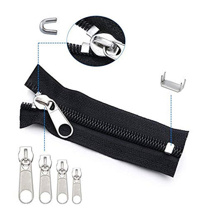 169Pcs Zipper Repair Kit Zipper Replacement Zipper Pull Rescue Kit with Zipper Install Pliers Tool and Zipper Extension Pulls for Clothing Jackets Purses Luggage Backpacks (169 Count)