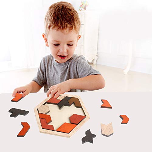 Wooden Hexagon Blocks Puzzle (16 Count)