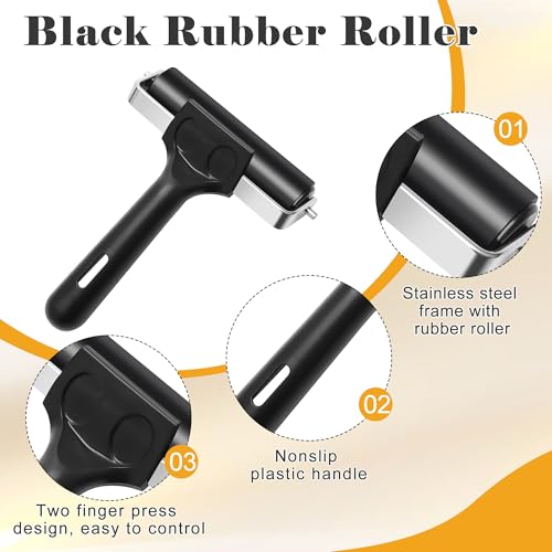 1+1 Pcs Wooden Block Printing Baren with Rubber Brayer Roller