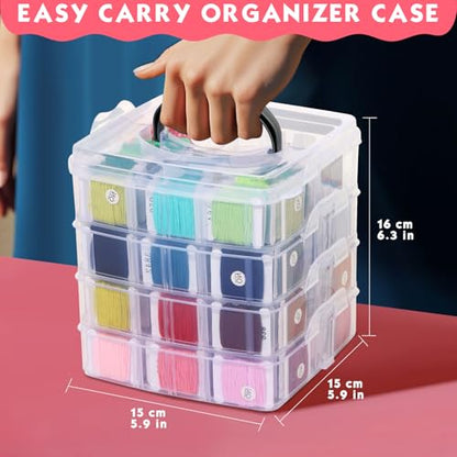 276 Pack Embroidery Floss Thread Kit Including 210 Colors Cross Stitch Sewing Thread with 66 Pcs Embroidery Accessories and 4 (276 Count)