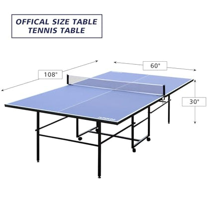 4.5FT/8FT/9FT Mid-Size Table Tennis Table (Blue, 9FT)