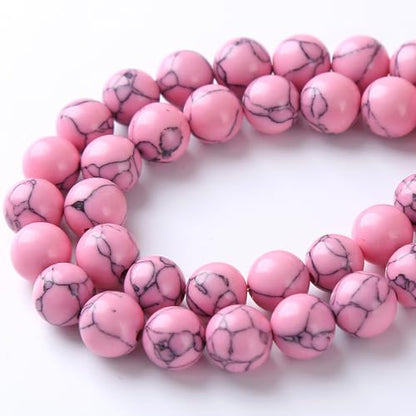 45pcs 8mm Pink Turquoise Beads Natural Stone Round Loose Spacer Beads for Jewelry Making DIY Bracelet Necklace 1 Strand 15inch