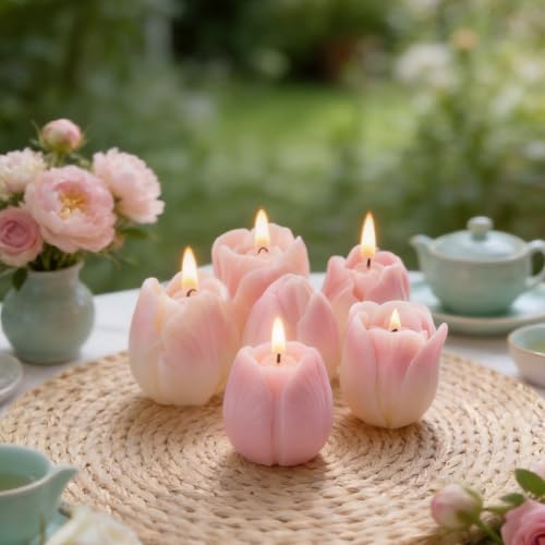 3 PCS Tulip Flower Silicone Molds 3D Floral Candle Mold for Soap