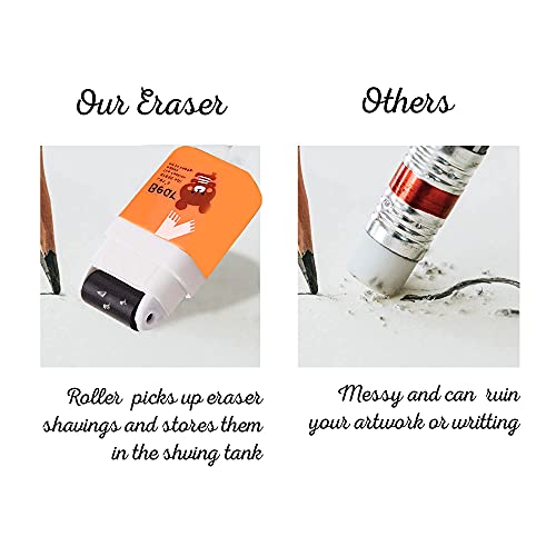 6 Pack Animal Theme Pencil Erasers with Cleanup Roller & Shaving Case (6 Count)